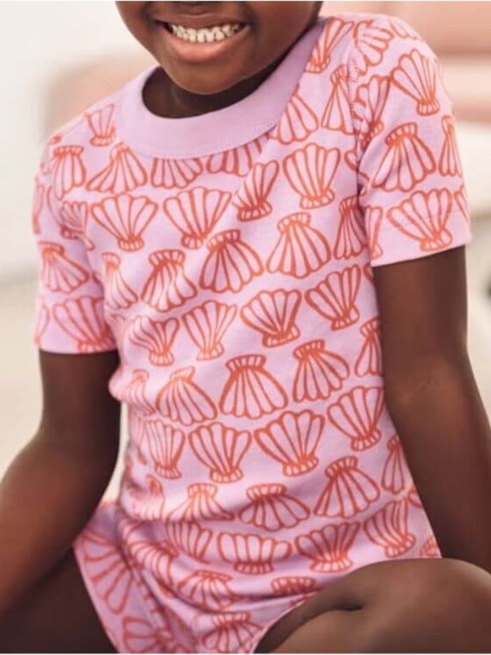 Hanna Andersson Girls Sz 14 HannaJams‎ Pajama Top Sunset Reef Seashells Tea Rose